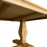Ensemble de table à manger longue sur piétement en bois massif de chêne, style campagne française, luxe antique, plateau en parquet, pour événements et mariages, T159-300P