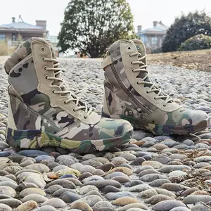 Yuda individuelle professionelle Khaki-Gummi-Sole taktische Kampfschuhe Wüste Schuhe für Herren Wüstenstiefel mit Reißverschluss