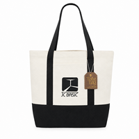 Sac fourre-tout en toile de coton de grande capacité avec logo personnalisé, couleur contrastée, poche intérieure zippée pour le shopping et les voyages