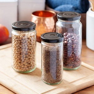 New <span class=keywords><strong>Custom</strong></span> 500ml <span class=keywords><strong>Glass</strong></span> Paragon <span class=keywords><strong>Jar</strong></span> với kim loại thiếc nắp màu trắng và màu đen nhựa vít nắp thủy tinh chai nước giải khát cho nước trái cây - Product Image 3