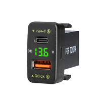 Chargeur USB de voiture 12V/24V pour Toyota, chargeur rapide double port USB + Type C, prise intégrée avec voltmètre numérique LED, adaptateur de chargeur