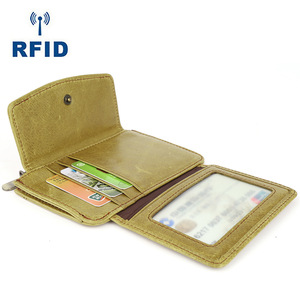 Genuine Leather Coin <b>Purse</b> Mini Size RFID Protection Unisex Wallet Solid Color Sewing Thread Detail Everyday Use - Product Image 4