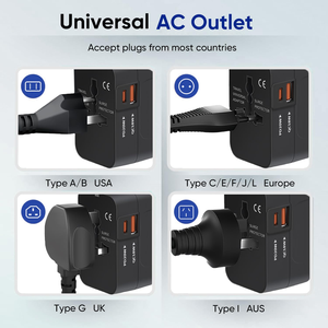 Adaptador de viaje universal Adaptador de enchufe INTERNACIONAL DE CARGA RÁPIDA, Cargador de pared mundial Adaptador convertidor de enchufe de alimentación de CA - Product Image 6