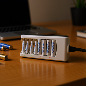 D0100XF0GIJ Cargador de baterías de 8 ranuras para baterías recargables Ni-Mh Ni-Cd AA AAA con indicador LED - Product Image 2