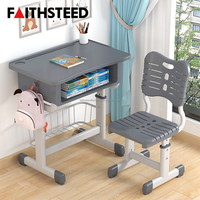 Bureau et chaise d'étude pour enfants réglables en hauteur avec siège en plastique