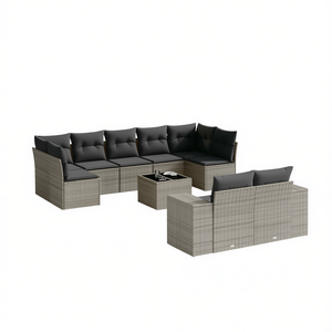 Conjunto de Sofás de Jardín Grises de 6 Plazas, Muebles de Ratán para Exteriores Resistentes a la Intemperie, Diseño Contemporáneo - Product Image 1