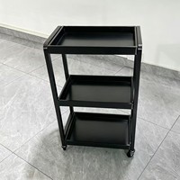 Chariot de Salon Haut de Gamme en Métal Doré à 3 Niveaux avec Plateau Anti-déversement, Chariot Roulant pour Outils de Beauté pour Salon de Coiffure, Spa, Onglerie et Studio de Cils