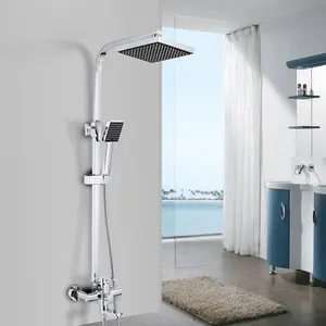 Grifo de ducha Chrome Bathroom Zinc body Shower Faucets Set Rainfall Shower Head 3-Way Single Handle Mixer Tap Bath Shower taps