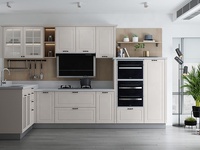 Armoires de cuisine en bois massif, combinaison Standard européenne avec comptoir