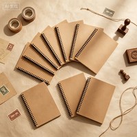 Carnet à spirales en papier kraft blanc A5, 50 feuilles, carnet en papier personnalisé - Marque MS pour cadeaux, usage professionnel et bureautique