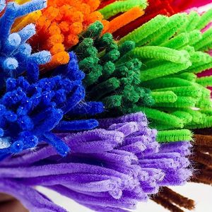 100 Pcs/Bundle DIY Craft Wholesale Bulk Colorful Fluffy Chenille Stems Fuzzy Wire Pipe Cleaner Flowers <b>Educational</b> <b>Toys</b> - Product Image 3