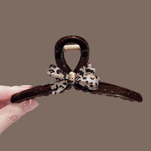 Pinza para el pelo con lazo brillante de estampado de leopardo para PC, pinza de tiburón grande y delicada para la parte trasera de la cabeza, horquilla para peinado, regalo japonés coreano - Product Image 2