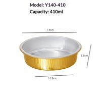 Barquette jetable en aluminium doré HBOLE Y140-410 avec couvercle en PP, emballage alimentaire à emporter, boîte repas commerciale scellée de 410 ml
