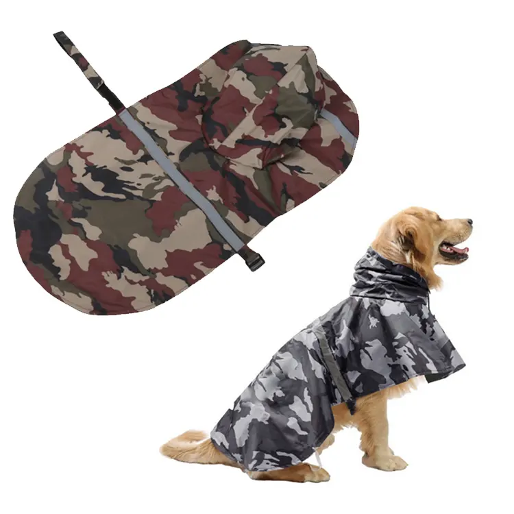 เสื้อกันฝนสุนัขแบบปรับได้,เสื้อกันฝนสุนัขขนาดใหญ่สะท้อนแสงกันน้ำสำหรับสัตว์เลี้ยง