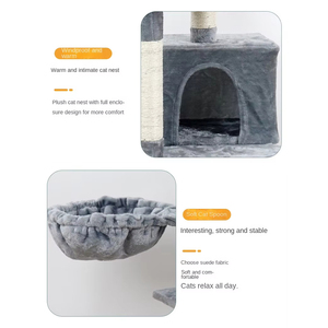 Uzun Kedi Ağacı Aktivite Merkezi Sağlam Rahat Tırnaklama Direkleri Çoklu Yuva İç Mekan Kedi Ağacı - Product Image 2