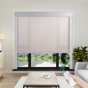 Blackout Motorized Fully Sealed Cover Roller Blinds With Side Channel Roller Blinds Window Curtains