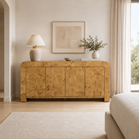 Aparador Moderno de Lujo Minimalista Contemporáneo de Madera Orgánica con 4 Puertas y Gabinete de Almacenamiento, Mueble de Madera