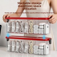 Boîte de rangement multifonction rectangulaire en plastique pour câbles de données et de charge de bureau