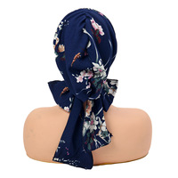 Nouveaux foulards de mode avec ruban, bonnets intérieurs, hijabs, turbans, chapeaux à imprimé floral, hijabs instantanés musulmans pour femmes