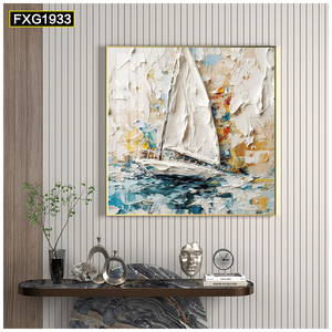 Venta al por mayor de pinturas al óleo abstractas de alta calidad, 100% pintadas a mano, con diseño de <span class=keywords><strong>velero</strong></span>, para decoración del hogar en salas de estar. - Product Image 3