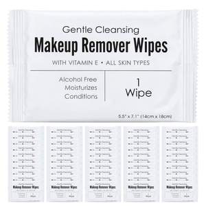 Lingettes démaquillantes douces emballées individuellement, sans alcool, hypoallergéniques, pour peaux sensibles - Product Image 1