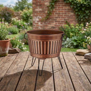 Jardinière décorative en métal cuivre moderne en laiton AK avec support jardinière d'intérieur décor à la maison - Product Image 1