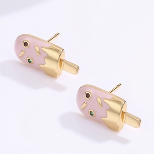 Orecchini smaltati gioielli graziosi orecchini a bottone gelato gioielli placcati in oro per le donne - Product Image 3