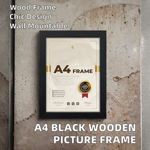 Wholesale A4 <b>Black</b> Wooden <b>Picture</b> <b>Frame</b> with UV Printing Wall Mount Table Stand Wood Material Certificate Photo <b>Frame</b> - Product Image 3