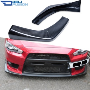 Pour Mitsubishi Lancer Evolution X EVO 10 CZ4A 2008-2016, lèvre de pare-chocs avant, séparateur, couvercle et garnitures de canards en fibre de carbone véritable style VTX - Product Image 1
