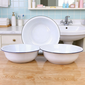 Vente en gros : Grand bac à laver classique vintage en métal émaillé, durable, blanc, pour fruits, légumes et pieds - Product Image 1