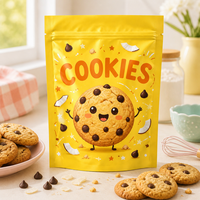 Sachet personnalisé imprimé pour biscuits, qualité alimentaire, refermable, 250g 500g 1kg, film transparent thermoscellable avec fermeture éclair