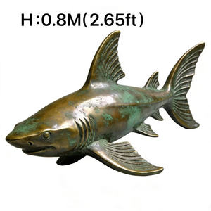 Escultura de Tiburón de Bronce Hecha a Mano de Primera Calidad, Arte de Depredador Marino para Decoración de Exteriores, Técnica de Fundición - Product Image 1