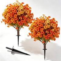 Boule de topiaire artificielle en fleurs d'automne avec piquets de fixation au sol, résistante aux UV, fausses plantes pour décoration extérieure, porche, jardin, cour, patio