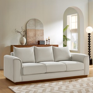 Canapé modulaire 3 pièces en tissu rembourré de duvet, style moderne, <span class=keywords><strong>blanc</strong></span>, avec housse en lin doux et durable, 1 ensemble - Product Image 2