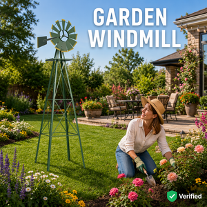Décoration <span class=keywords><strong>de</strong></span> jardin en forme <span class=keywords><strong>de</strong></span> moulin à vent vert en acier à 4 pieds pour pelouse et cour arrière - Product Image 5
