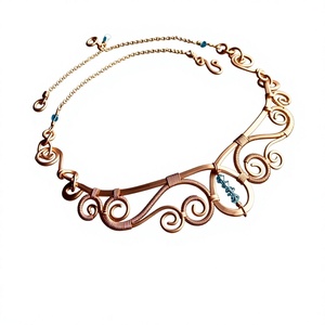 Collier élégant en cuivre de luxe pour femmes avec chaîne en corde, idéal pour les occasions de mariage, design artisanal et qualité durable - Product Image 1