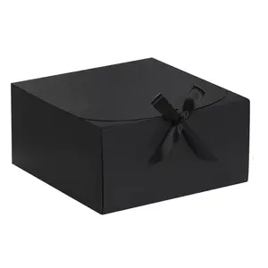 Siyah yay şerit aşk hediye delicakraft Kraft karton kağıt ambalaj baskı toptan katlanır kolye takı mum zanaat kutusu