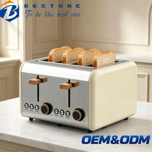 เครื่องปิ้งขนมปัง BESTONE 4 แผ่น สแตนเลส พร้อมตัวตั้งเวลาแบบกลไก ฟังก์ชั่นละลายน้ำแข็ง อุ่นอาหาร และยกเลิกการปิ้ง สำหรับใช้ในครัวเรือน - Product Image 1