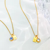 Kalung Nama Kustom EManco DIY dengan Inisial, Liontin Batu Kelahiran Berkilau, Hadiah Wanita, Grosir, Dropshipping
