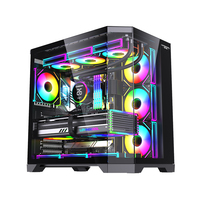 Lovingcool Dual Tempered Glass Side Panel Window Mid Tower Desktop ATX MATX Gaming PC Case Computer Case with RGB Fans
