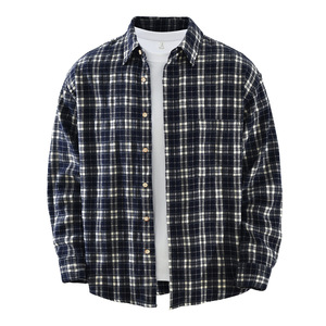 Chemise en flanelle à manches longues à <span class=keywords><strong>carreaux</strong></span> rétro, à simple boutonnage, décontractée pour <span class=keywords><strong>homme</strong></span>, coupe ample, traitement anti-repassage, lavable en machine - Product Image 4
