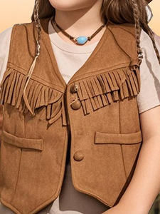 Gilet e Cappello in Stile Etnico per Bambine (2 Pezzi: 1 Gilet + 1 Cappello) Traspirante, Retrò Vintage, <span class=keywords><strong>Giacca</strong></span> Senza Maniche per Bambini, Vendita all'Ingrosso - Product Image 3