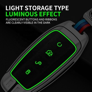 Phát Sáng Trong Bóng Tối Byd Chìa Khóa Xe Fob Vỏ Trường Hợp Kim Loại Bảo Vệ Chìa Khóa Với Silicone Nút Kẽm Hợp Kim Tự Động Từ Xa Bìa Chìa Khóa Và Vòng Chìa Khóa - Product Image 5