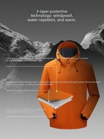 Veste d'extérieur unisexe 3 en 1 coupe-vent, imperméable, respirante, avec doublure amovible, à capuche, pour la randonnée, le camping et le ski