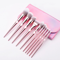 Ensemble professionnel de 10 pinceaux de maquillage roses, pinceau à paupières portable, capacité de préhension de la poudre forte, pinceau cosmétique