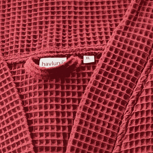 เสื้อคลุมอาบน้ำผ้าวาฟเฟิลปิเก้ 100% ผ้าฝ้าย ปรับแต่งได้ ขนาด XL น้ำหนัก 536 กรัม ผลิตภัณฑ์ขายส่ง พร้อมโลโก้แบบกำหนดเอง มีสีและขนาดให้เลือก - Product Image 1