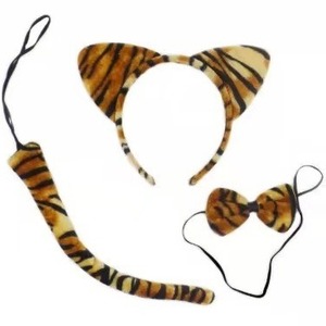 Set di costumi da animali: fascia per capelli leopardata, papillon e coda, orecchie da rana, mucca, topo, coniglio per bambini e adulti, travestimento per feste di Halloween - Product Image 1