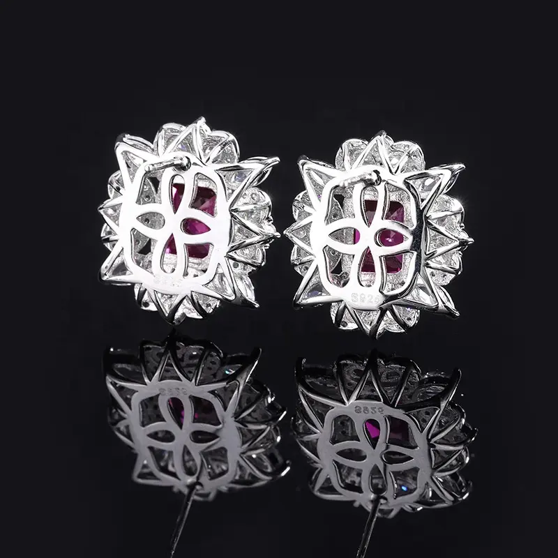1 customize earing ladies accessories 925 sterling silver luxury trendy beautiful gemstone earings jewelry women