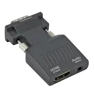 VGA إلى محول HDMI 1080P ذكر إلى أنثى محول + الصوت إدخال بيانات الكمبيوتر إلى شاشة التلفزيون الساخن