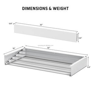 Séchoir pliant pliable en acier blanc et noir fixé au mur pour la maison et l'hôtel pour le nettoyage <span class=keywords><strong>de</strong></span> la <span class=keywords><strong>salle</strong></span> <span class=keywords><strong>de</strong></span> <span class=keywords><strong>bain</strong></span> et du salon - Product Image 4